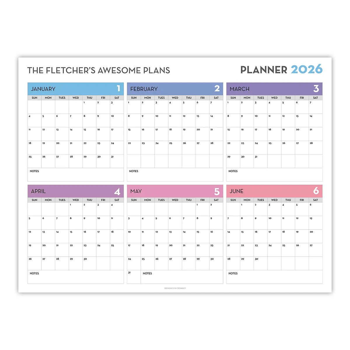 2026 Personalized Wall Calendar 1 ES 7 - New Poster Print by doingly