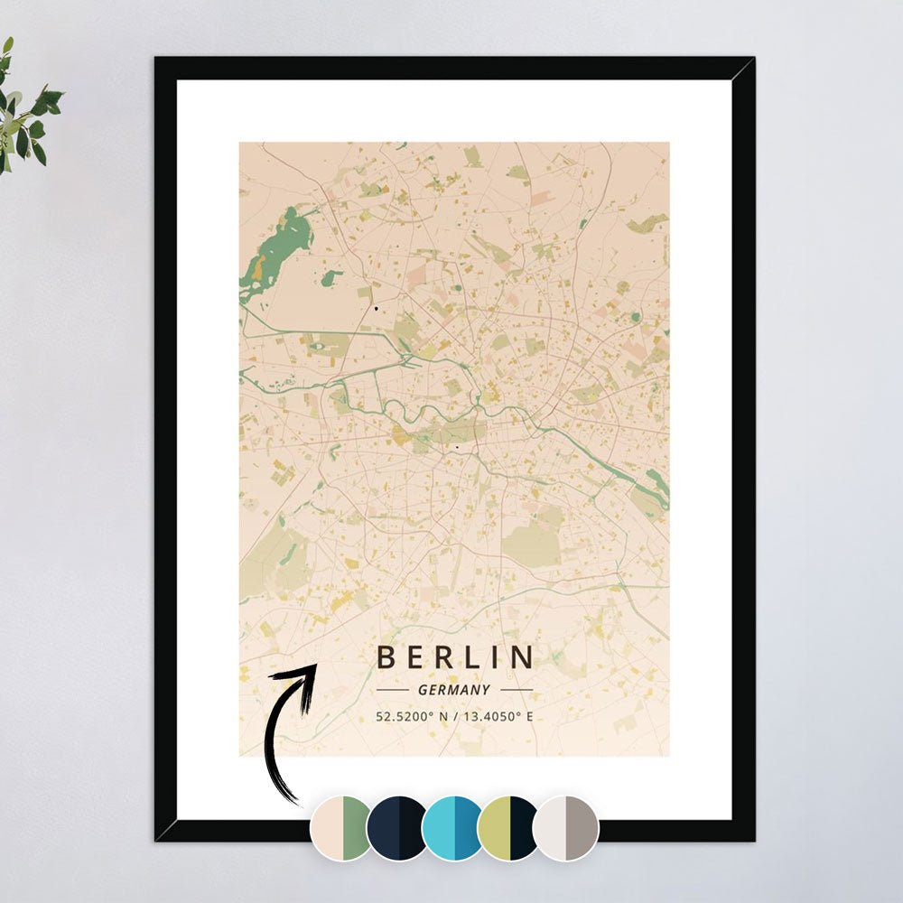 Berlin Maps 1 - Map Matte Print by doingly