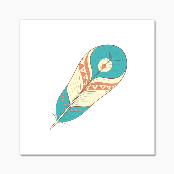 Boho Feathers 10 2 - Boho Wall Tile by doingly
