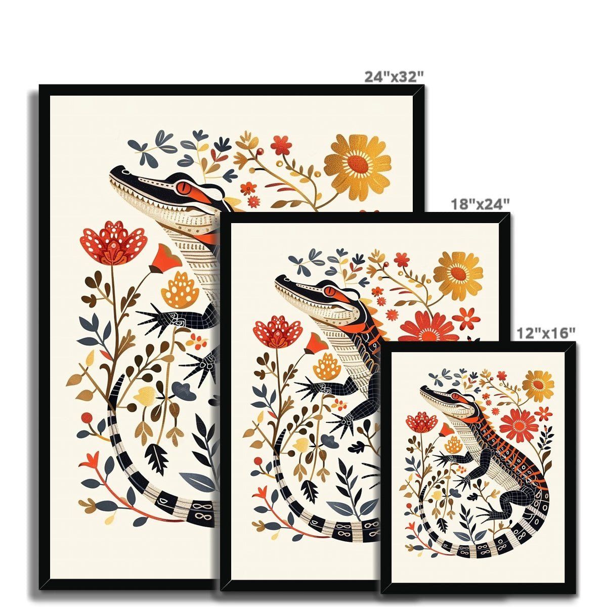 Folk Art Alligator 5 - Animal Classic Print by doingly
