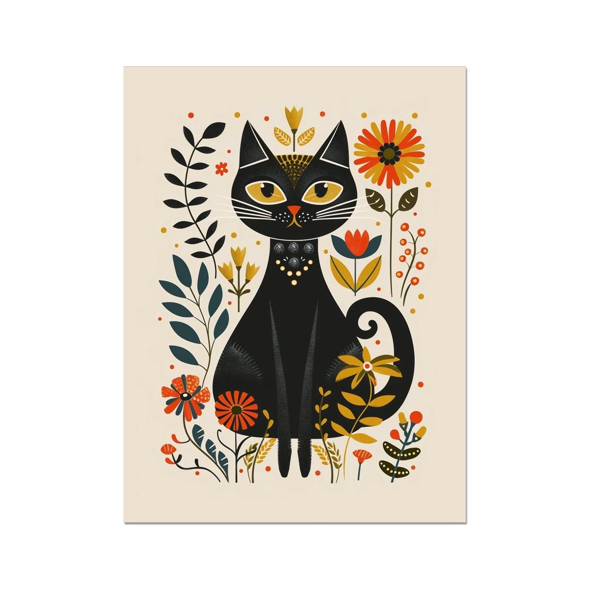 Folk Art Cat 7 - Animal Framed Print by doingly