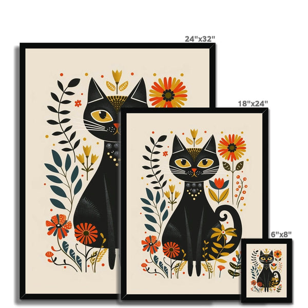 Folk Art Cat 5 - Animal Framed Print by doingly