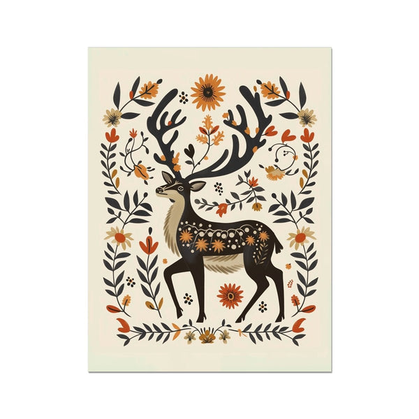 Folk Art Deer 6 - Animal Framed Print by doingly