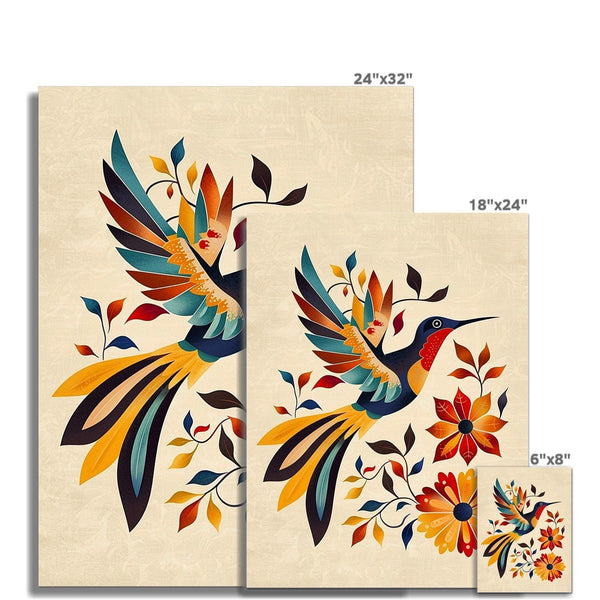 Folk Art Hummingbird 7 - Animal Framed Print by doingly