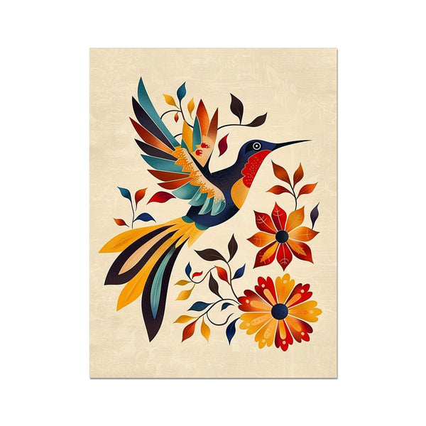 Folk Art Hummingbird 6 - Animal Framed Print by doingly