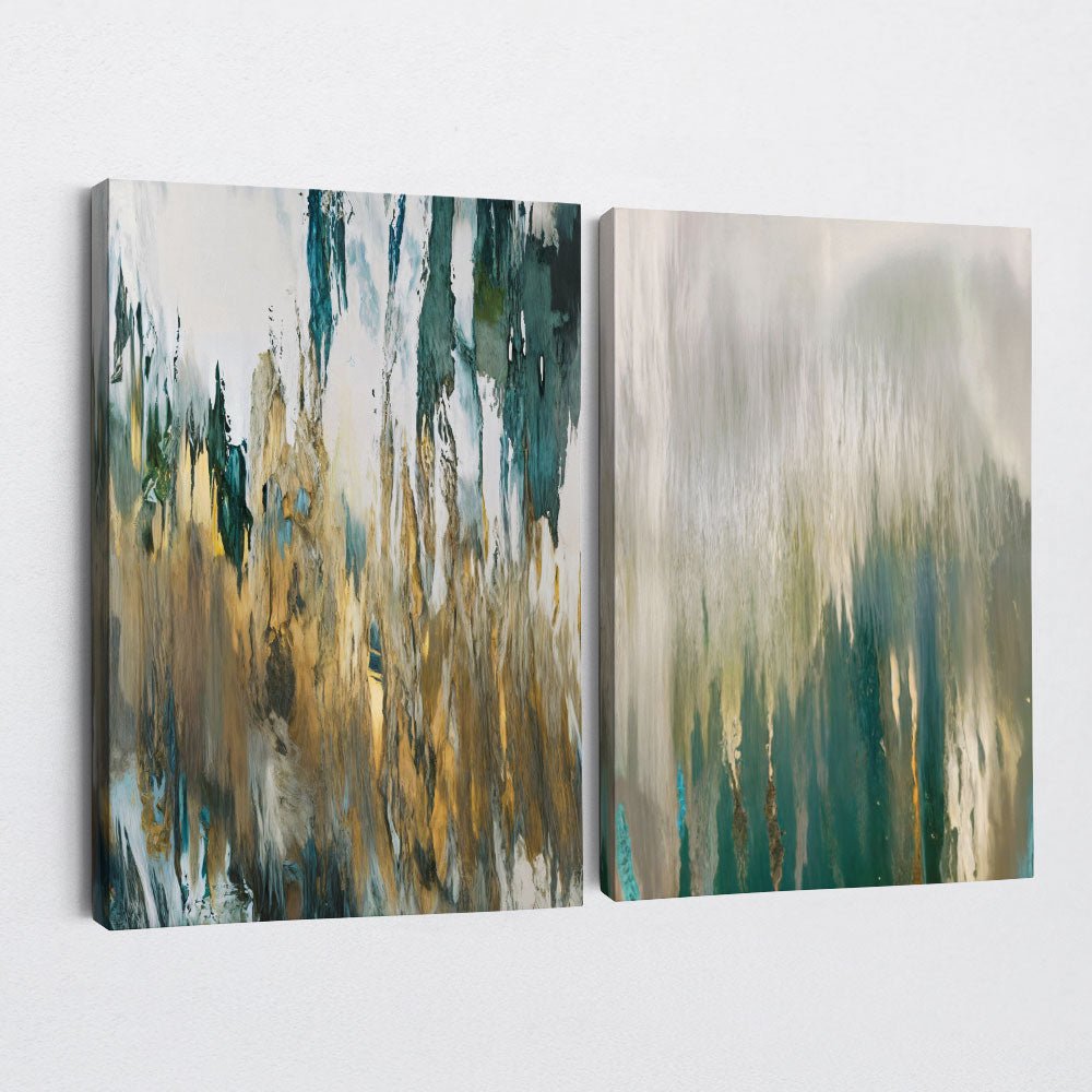Green & Gold Pull 1 - Abstract Canvas Print by doingly