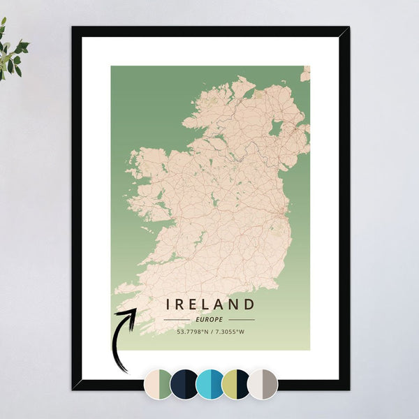 Ireland Maps 1 - Map Matte Print by doingly
