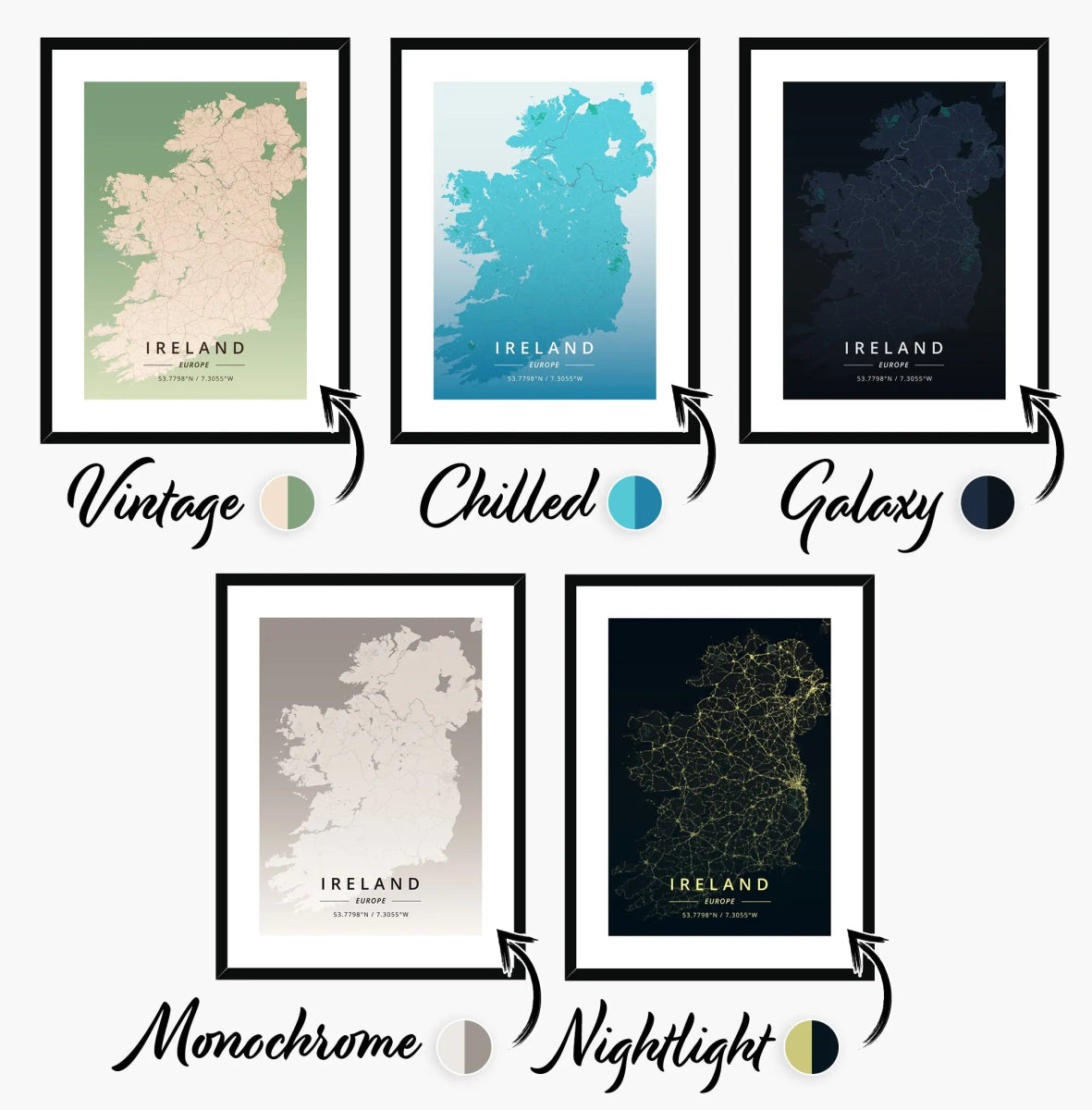 Ireland Maps 2 - Map Matte Print by doingly