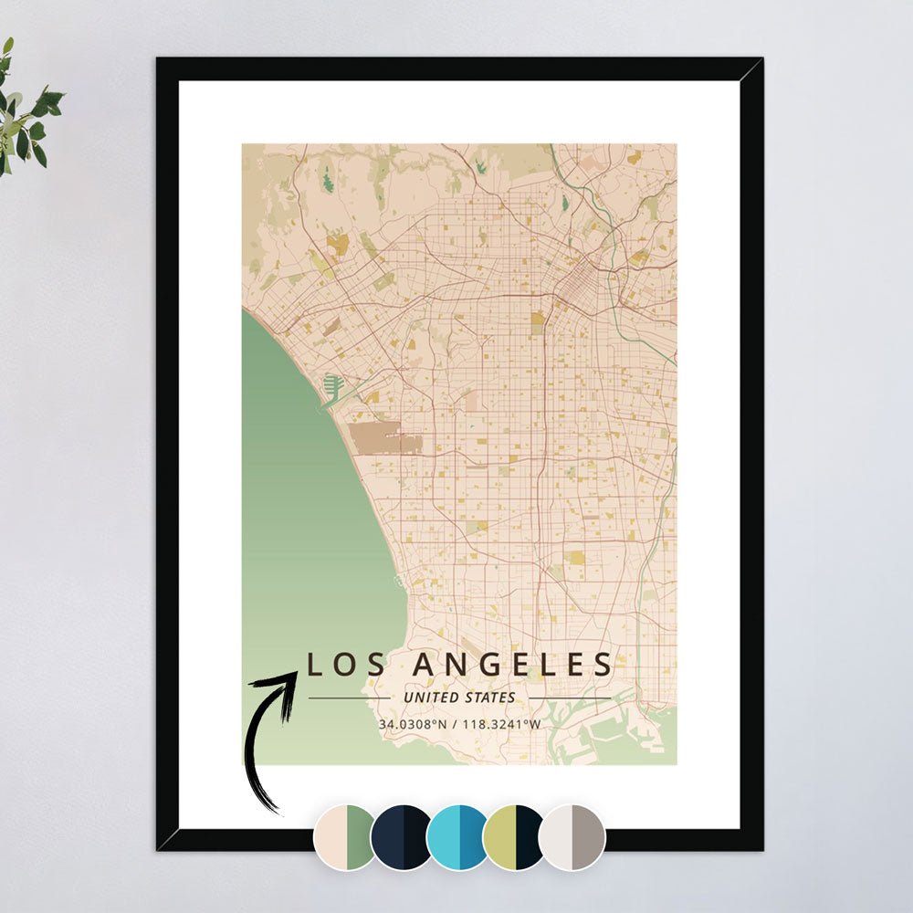 Los Angeles Maps 1 - Map Matte Print by doingly
