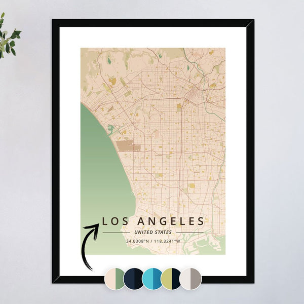 Los Angeles Maps 1 - Map Matte Print by doingly