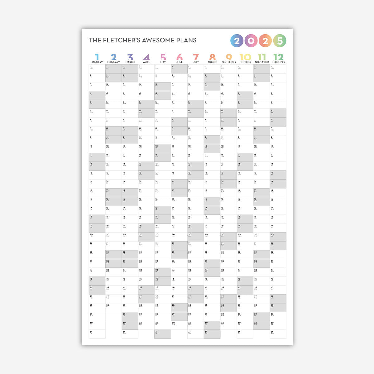 Personalisierter Wandkalender 2025