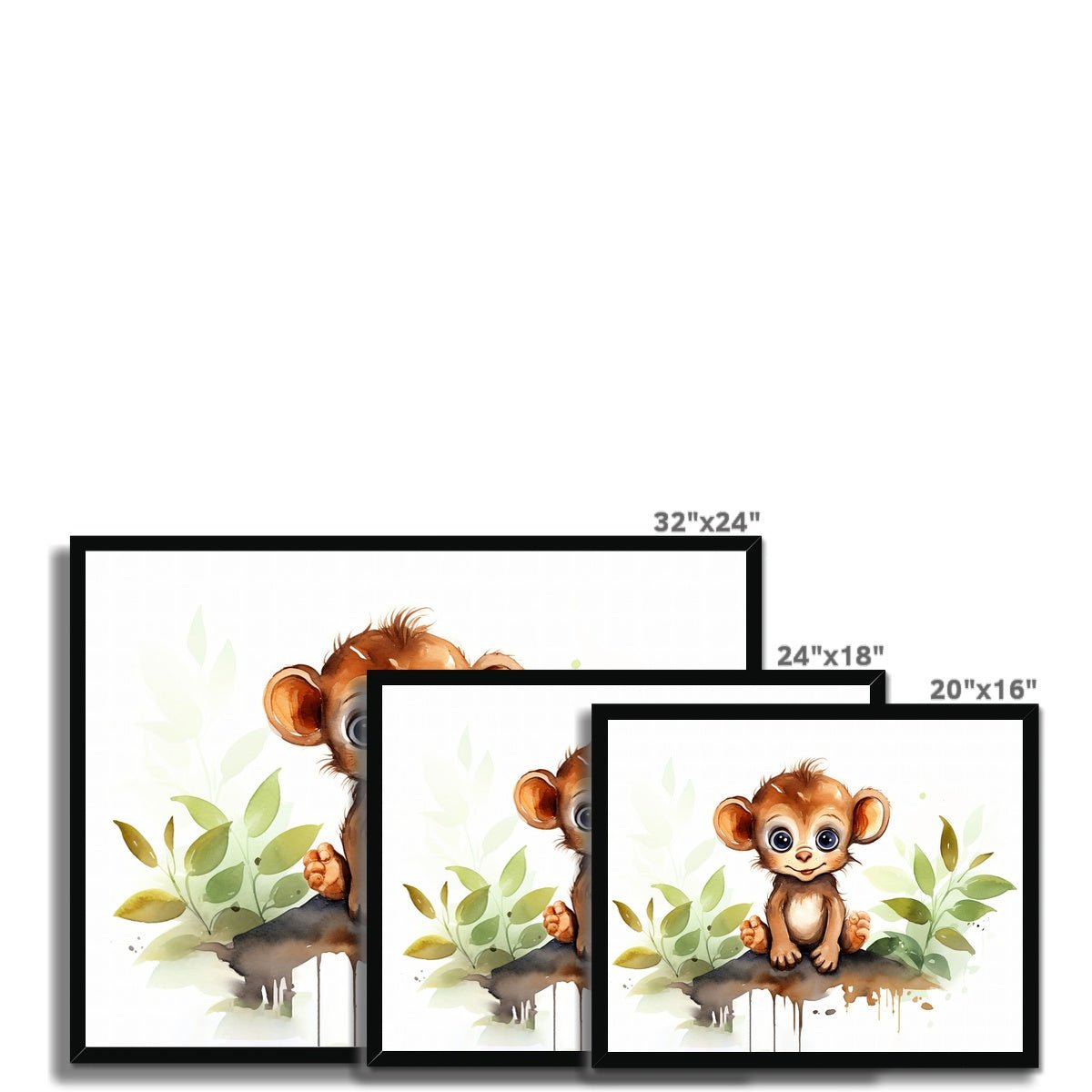 Jungle Baby Animals - Monkey 5 - Animal Poster Print by doingly