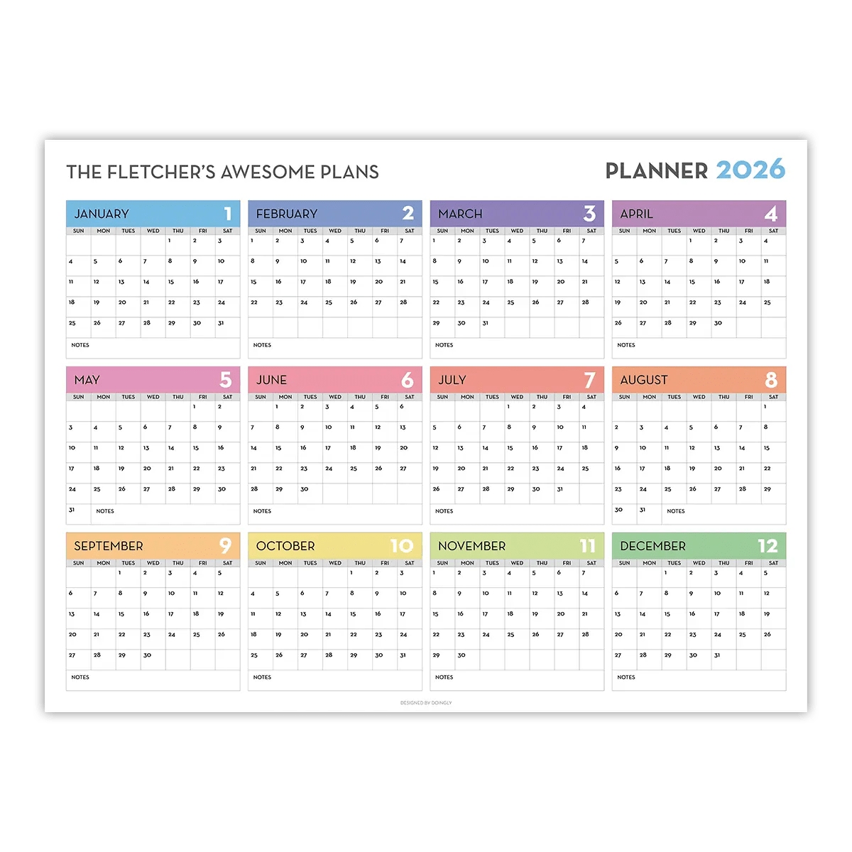 2026 Personalized Wall Calendar 1 ES 7 - New Poster Print by doingly