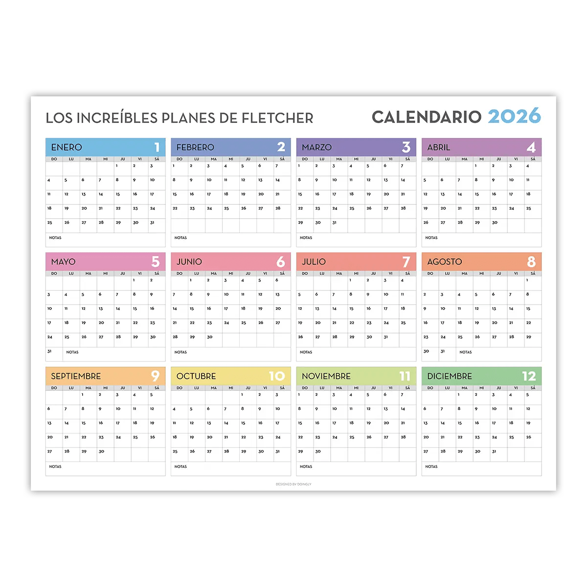 2026 Personalized Wall Calendar 1 ES 6 - New Poster Print by doingly