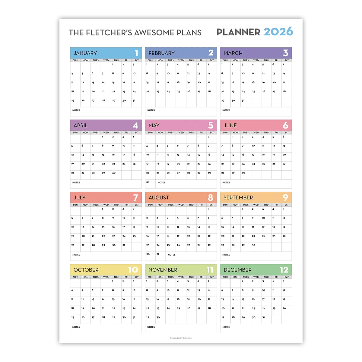 2026 Personalized Wall Calendar 1 ES 9 - New Poster Print by doingly