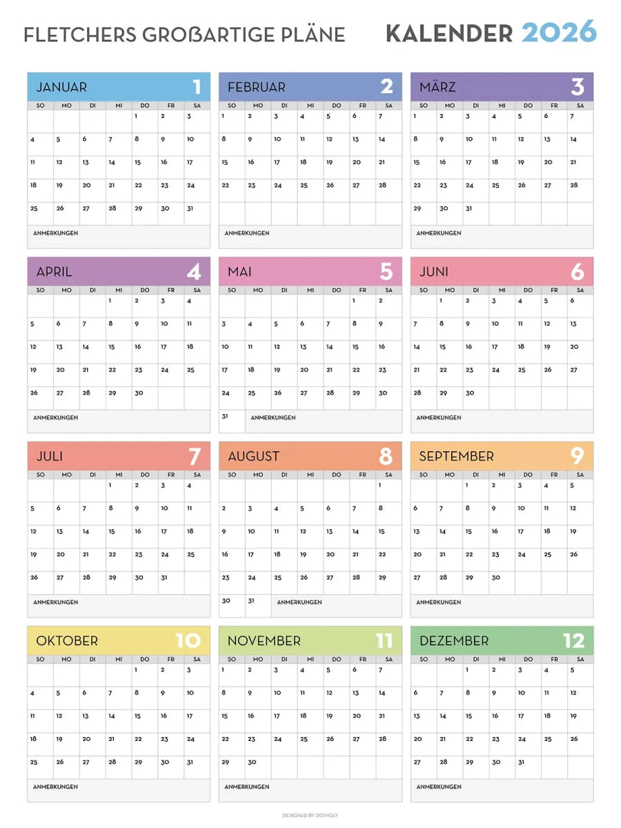 2026 Wall Calendar 13 - New Poster Print by doingly
