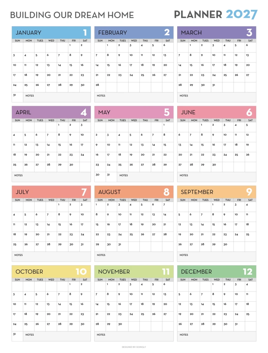2027 Wall Calendar 5 - New Poster Print by doingly