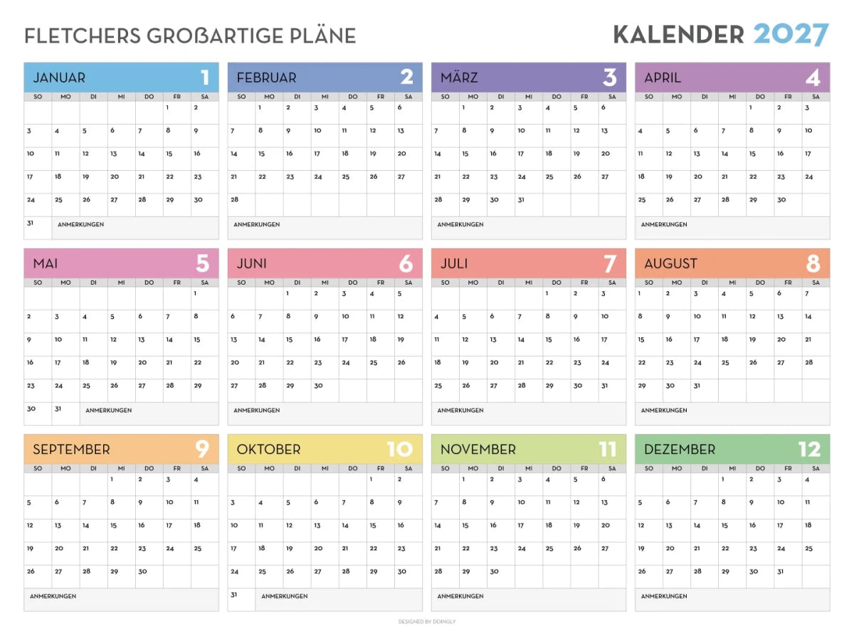 2027 Wall Calendar 8 - New Poster Print by doingly