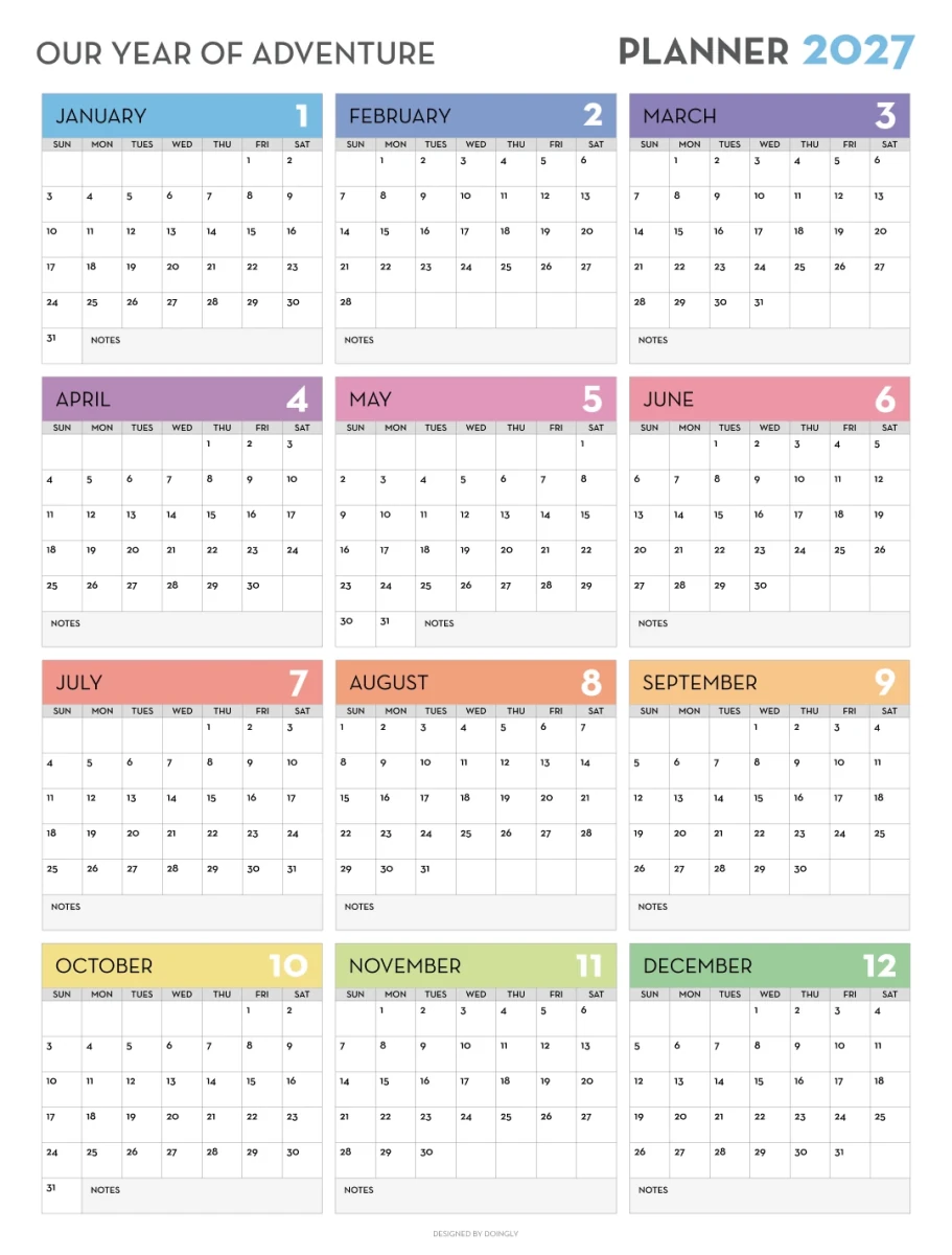 2027 Wall Calendar 4 - New Poster Print by doingly