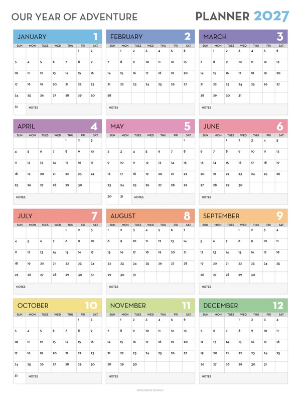 2027 Wall Calendar 4 - New Poster Print by doingly