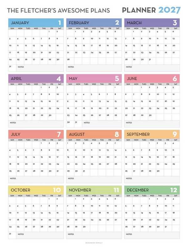 2027 Wall Calendar 10 - New Poster Print by doingly