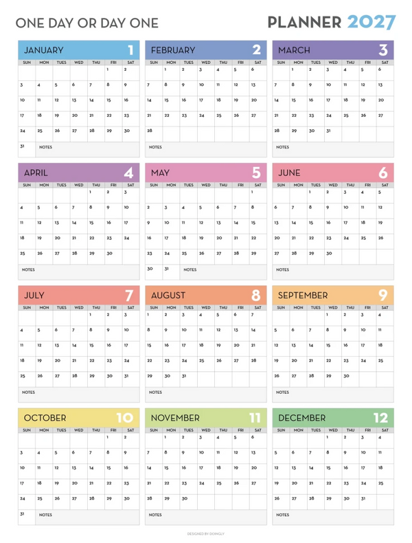 2027 Wall Calendar 6 - New Poster Print by doingly