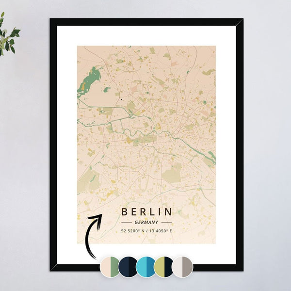 Berlin Maps 1 - Map Matte Print by doingly