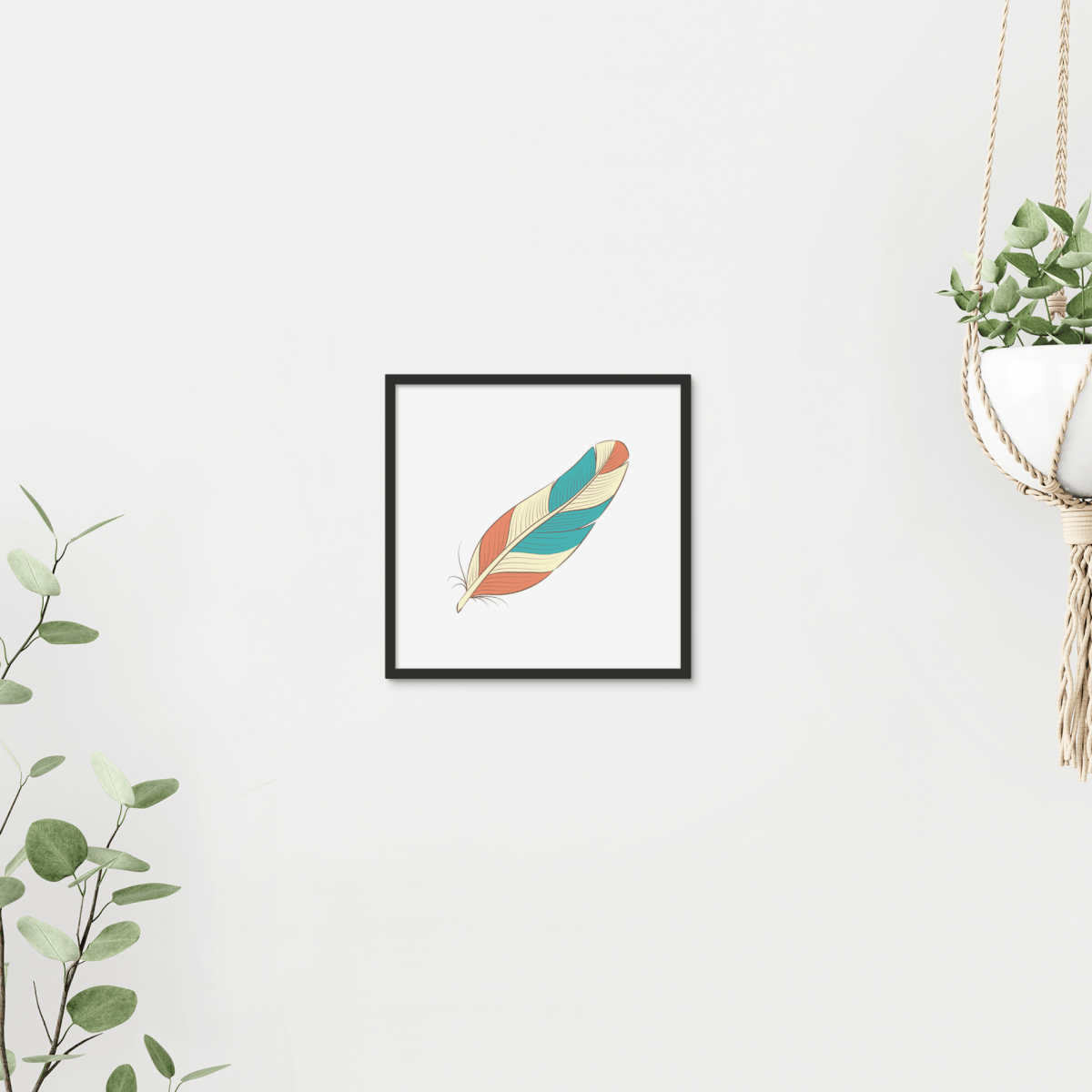 Boho Feathers 02 5 - Boho Wall Tile by doingly