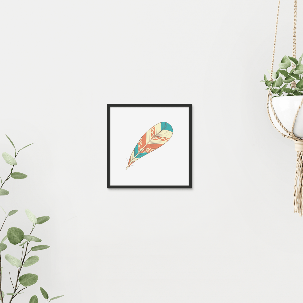 Boho Feathers 03 5 - Boho Wall Tile by doingly