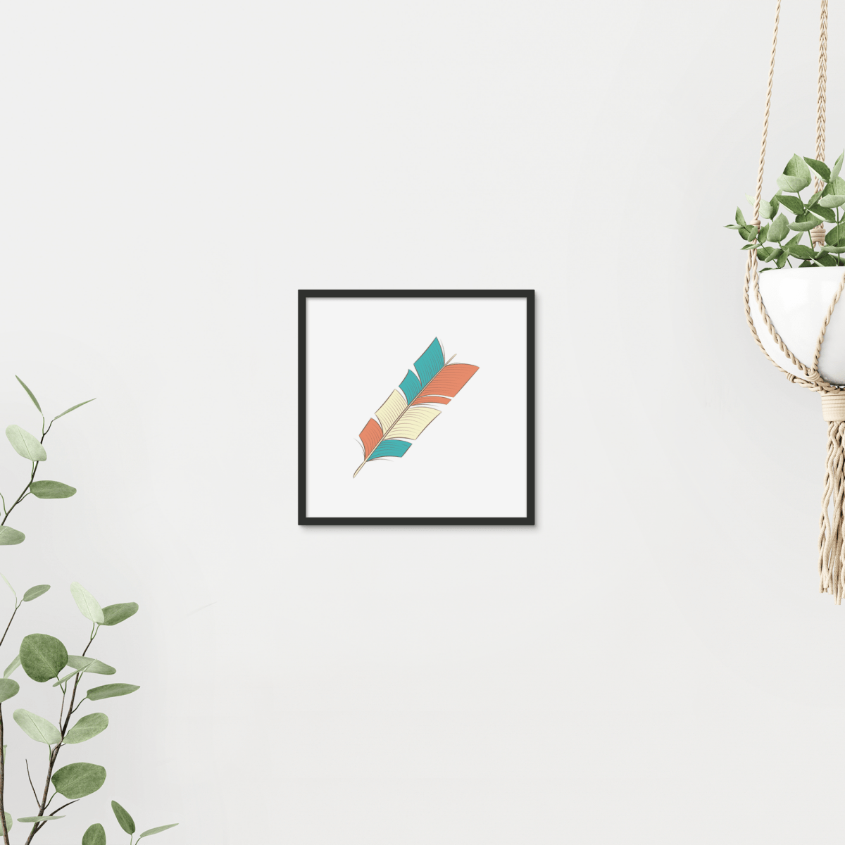 Boho Feathers 05 5 - Boho Wall Tile by doingly