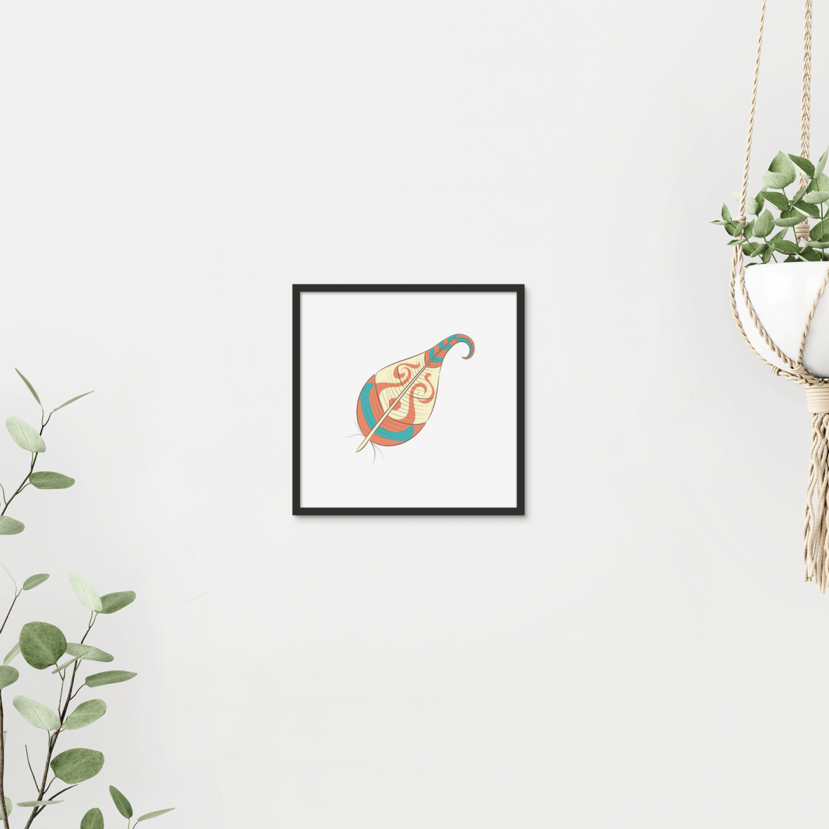 Boho Feathers 06 5 - Boho Wall Tile by doingly