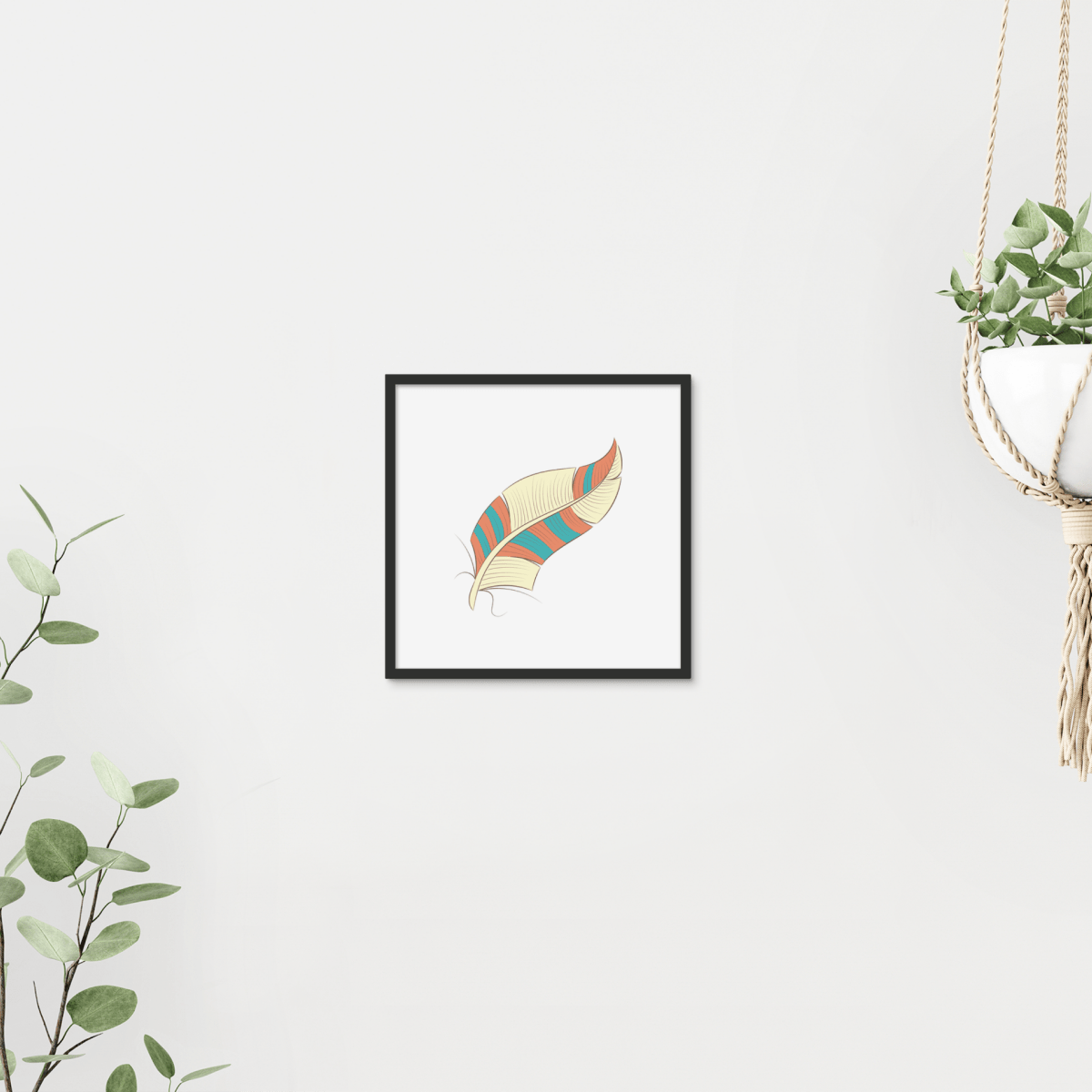 Boho Feathers 07 5 - Boho Wall Tile by doingly