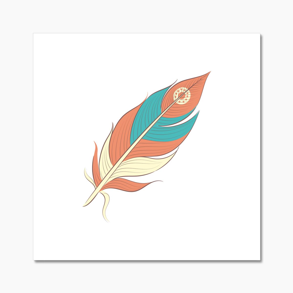 Boho Feathers 08 2 - Boho Wall Tile by doingly