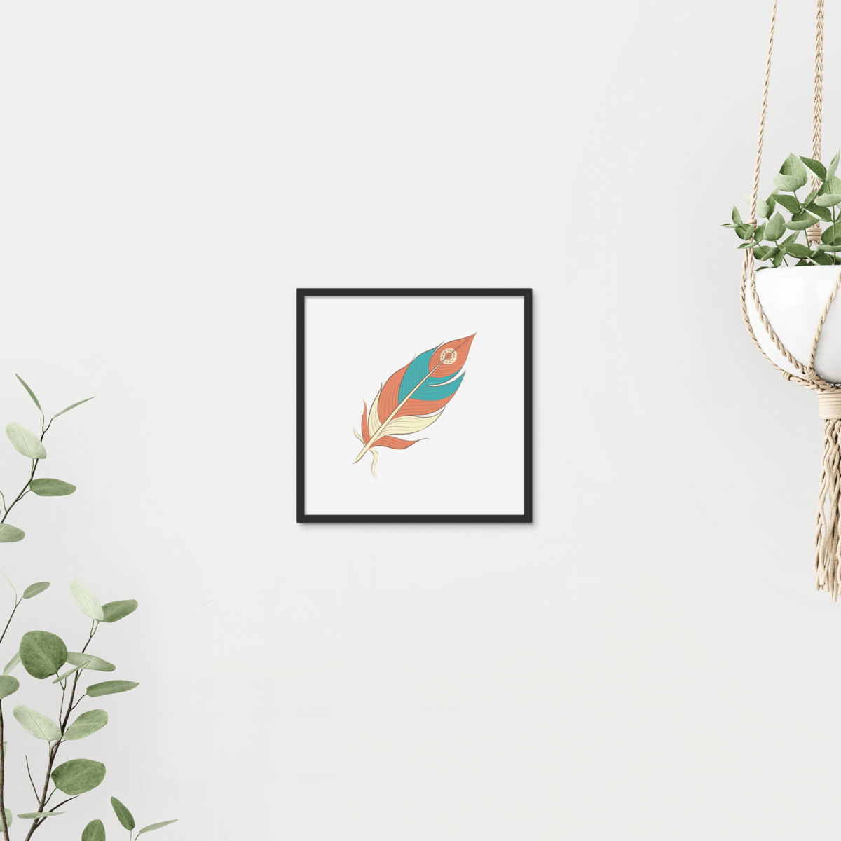 Boho Feathers 08 5 - Boho Wall Tile by doingly