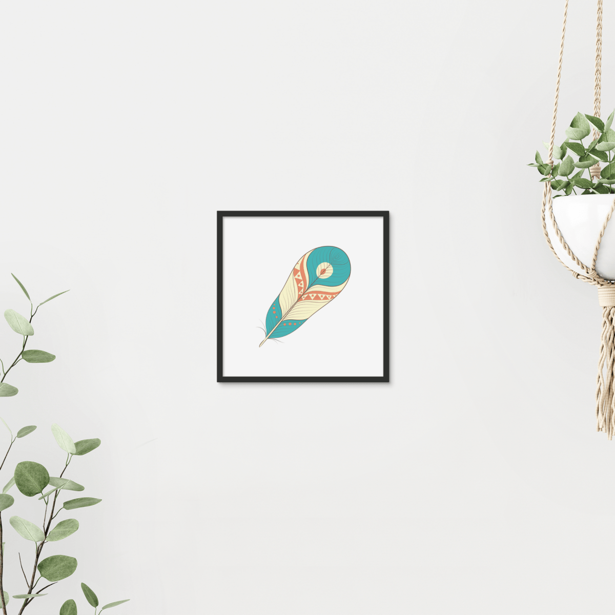 Boho Feathers 10 5 - Boho Wall Tile by doingly