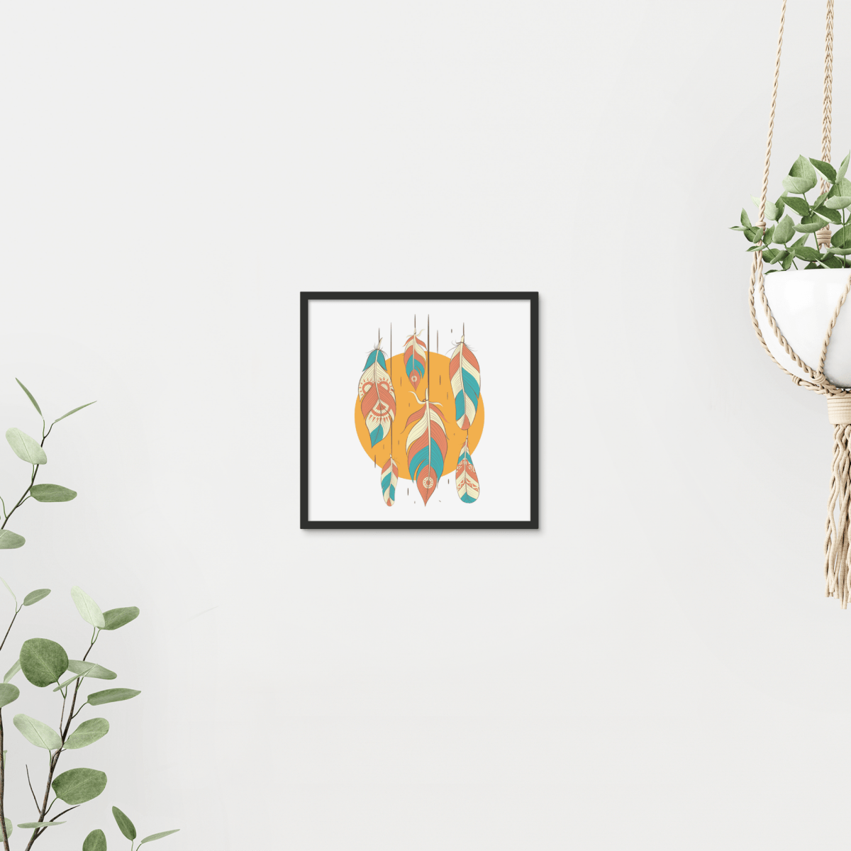 Boho Feathers 5 - Boho Wall Tile by doingly
