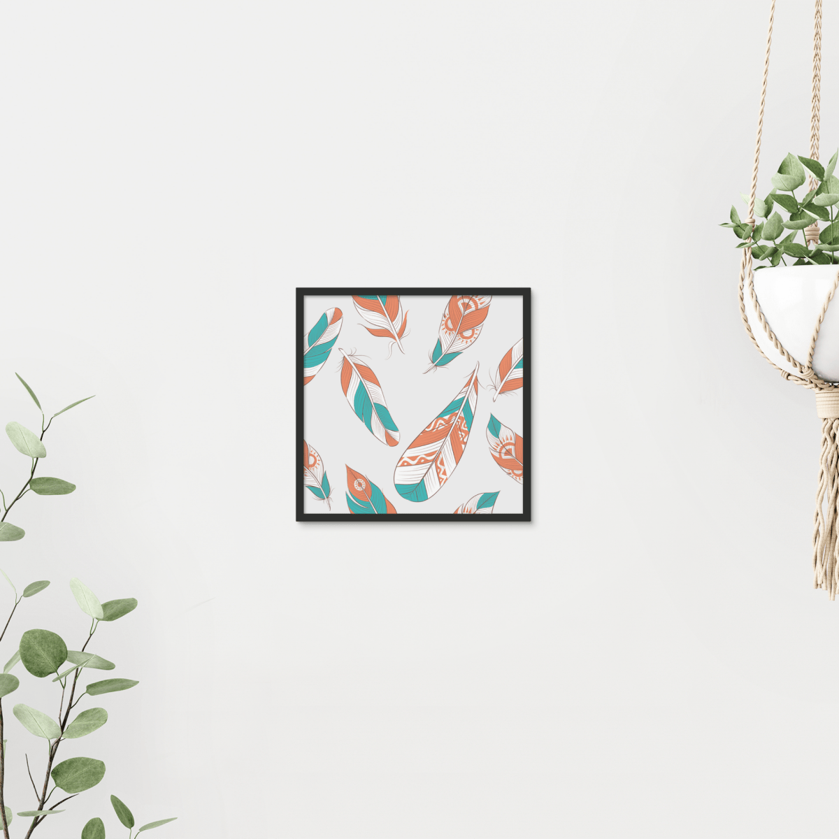 Boho Feathers Pattern 5 - Boho Wall Tile by doingly