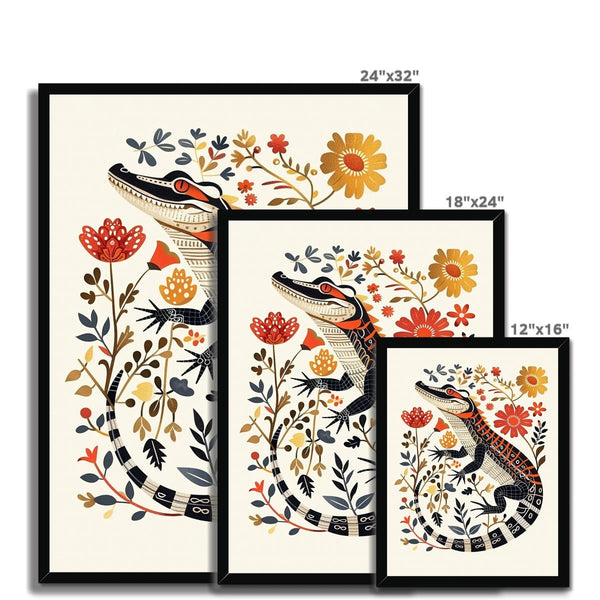 Folk Art Alligator 5 - Animal Classic Print by doingly