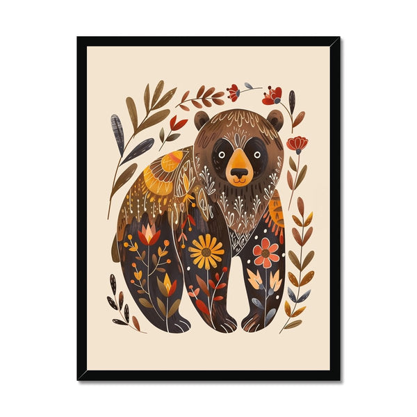 Folk Art Bear 1 - Animal Framed Print by doingly