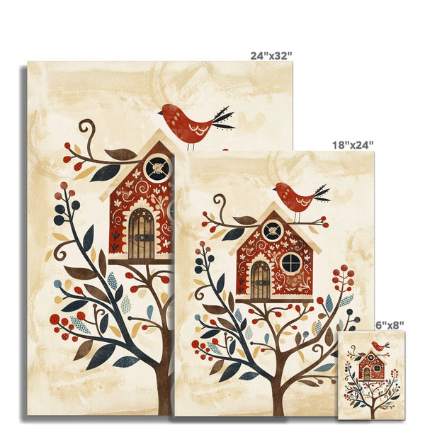 Folk Art Birdhouse 7 - Animal Framed Print by doingly