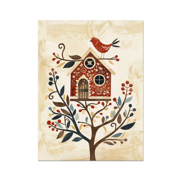 Folk Art Birdhouse 6 - Animal Framed Print by doingly