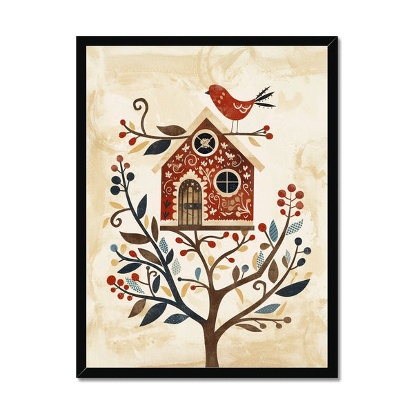 Folk Art Birdhouse 1 - Animal Framed Print by doingly