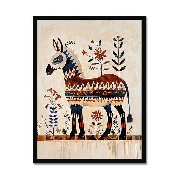 Folk Art Burro 1 - Animal Framed Print by doingly