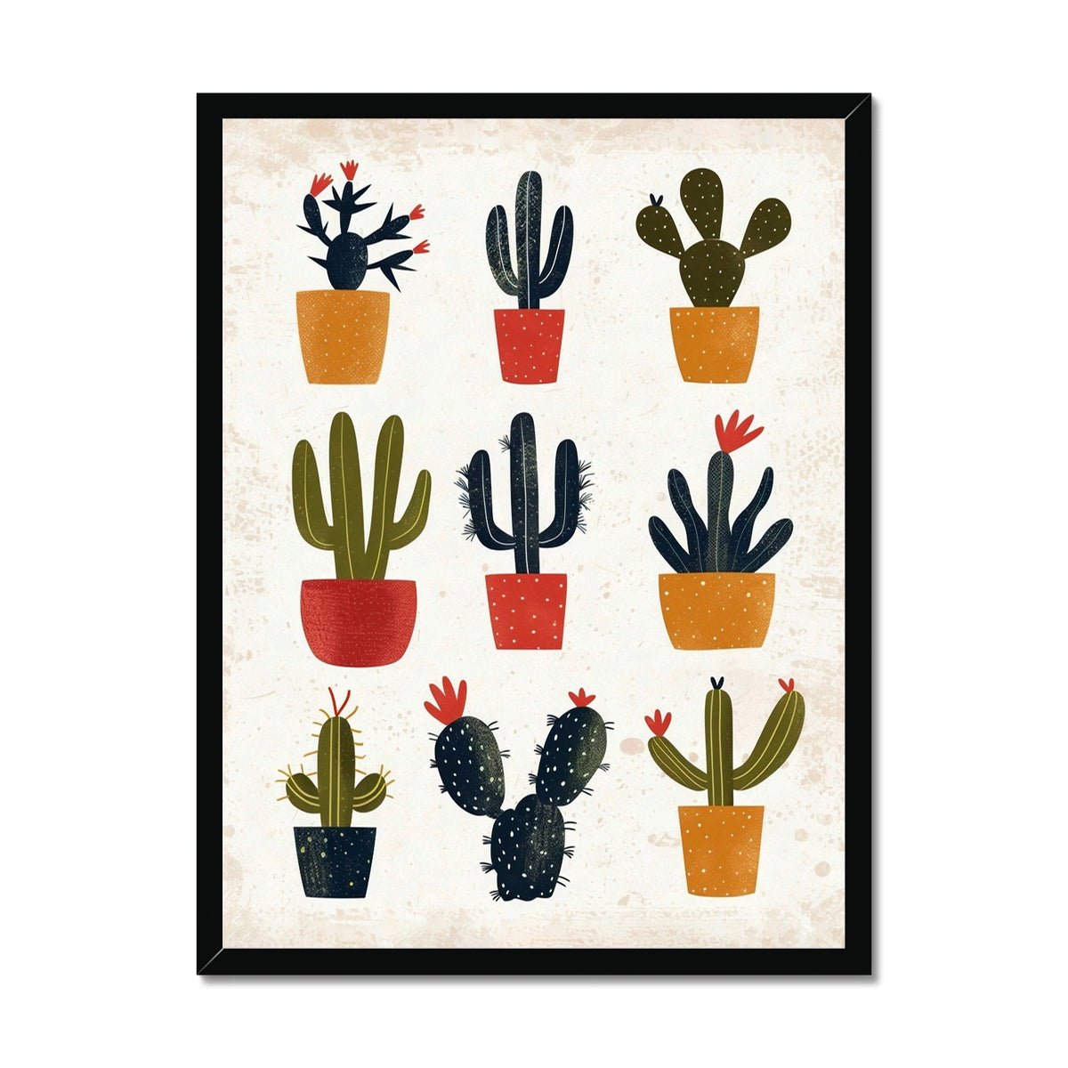 Folk Art Cacti 1 - Floral Classic Print by doingly