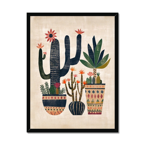 Folk Art Cactus 1 - Floral Framed Print by doingly