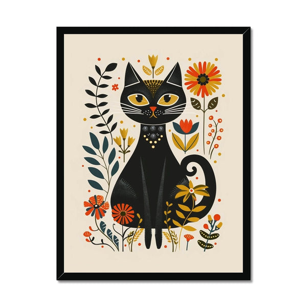 Folk Art Cat 1 - Animal Framed Print by doingly