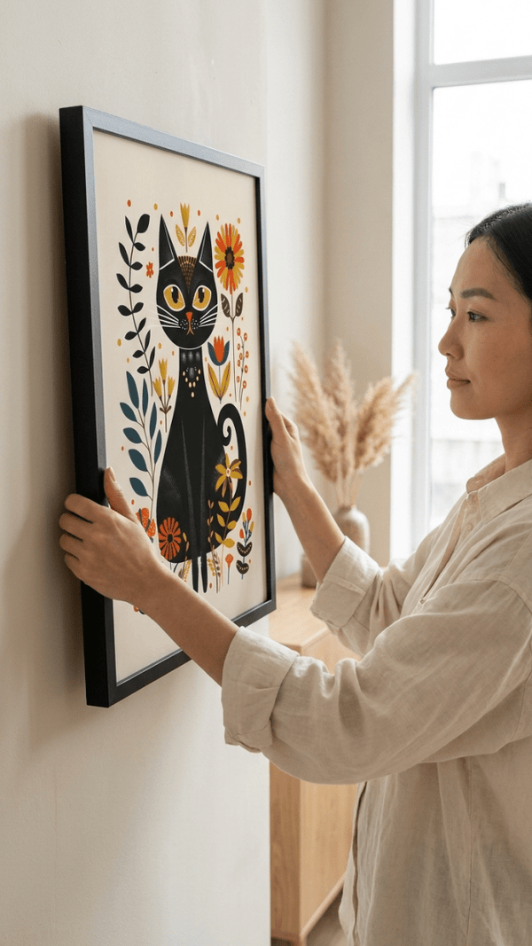 Folk Art Cat 4 - Animal Classic Print by doingly