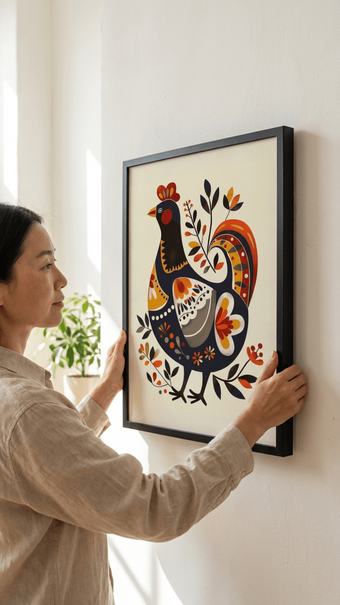Folk Art Chicken 4 - Animal Classic Print by doingly