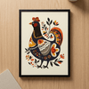 Folk Art Chicken 1 - Animal Classic Print by doingly