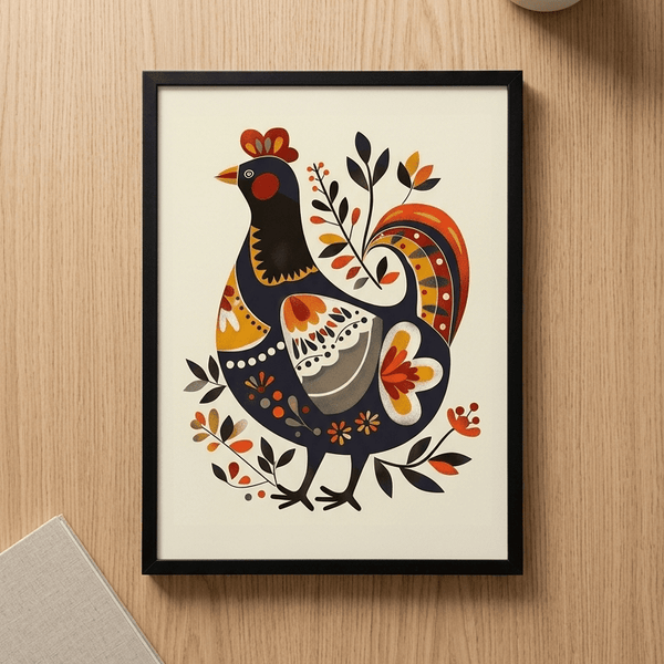 Folk Art Chicken 1 - Animal Classic Print by doingly